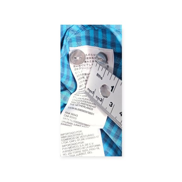 Calvin Klein "Infinite Cool" Non-Iron Shirt - Men's Medium, Blue Gingham/Checker - Picture 8 of 9